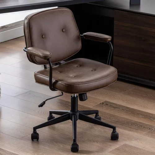 Vista 8 de Ya-Home Silla de escritorio giratoria moderna con reposabrazos, cómoda silla de computadora de altura ajustable con ruedas, silla de escritorio