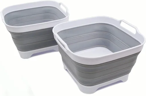 Vista 13 de SAMMART Sartén plegable de 2.64 galones con tapón de drenaje, lavabo plegable, tina portátil para lavar platos, bandeja de almacenamiento de cocina