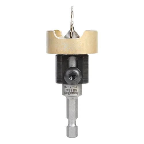 Vista 8 de Amana Tool Avellanador de 82 grados con broca cónica y tope de profundidad ajustable, 55155, 1/2 D x 3/16 D de broca x vástago hexagonal