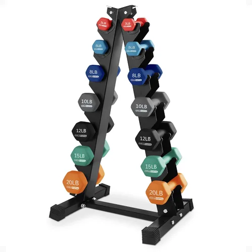 Vista 16 de HolaHatha 1, 2 and 3 lb Neoprene Dumbbell Strength Training Weight Set with Rack