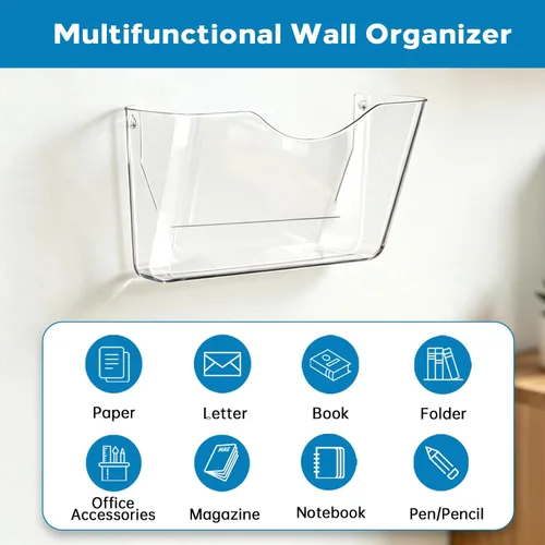 Vista 4 de SUPEASY Organizador de archivos de pared acrílico, paquete de 6 soportes Transparente