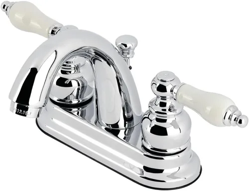 Vista 4 de Kingston Brass KB5613PL Restoration Grifo de baño centerset de 4 pulgadas, latón antiguo