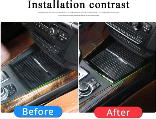 Vista 2 de Adhesivo de plástico ABS para marco de portavasos de consola central de coche para BMW X5 E70 X6 E71 2008-2013 Accesorios de automóvil (Negro)