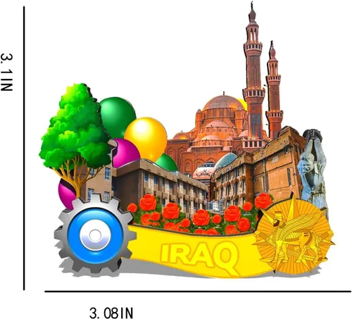 Vista 3 de Imán de madera para nevera Irak Irak Monumentos 3D Viajes Coleccionables Recuerdos Decoración Hecho a Mano -652
