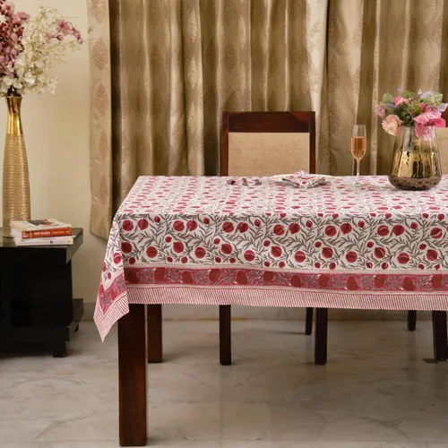 Vista 398 de Ridhi Mantel cuadrado con estampado de bloques de mano de caléndula ámbar
