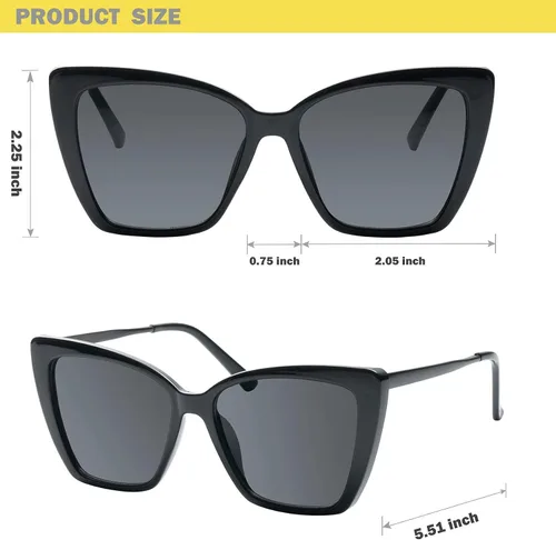 Vista 5 de Mosanana Gafas de sol de ojo de gato de gran tamaño para mujer, estilo moderno, modelo GLAM