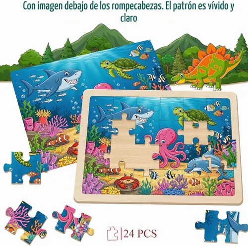 Vista 5 de Rompecabezas para niños de 3 a 5 años, juego de 4 paquetes con 24 piezas Mashup de animales