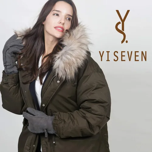 Vista 7 de YISEVEN Women's Merino Rugged Lambskin Shearling Leather Gloves