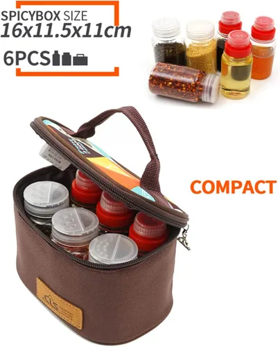 Vista 2 de Joyeee Kit de especias vacías para campamento, plástico seguro, PET, 3 botellas de especias líquidas de 2.7 onzas y 3 tarros de especias de 3.3