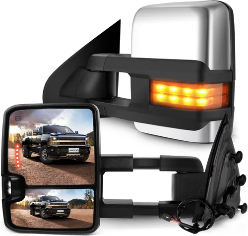 Vista 12 de SCITOO Espejos de Remolque Compatibles con Chevy Silverado 2008-2013 Para GMC Sierra Todos los Modelos Un Par (Lado Izquierdo y Derecho) Con Ajuste