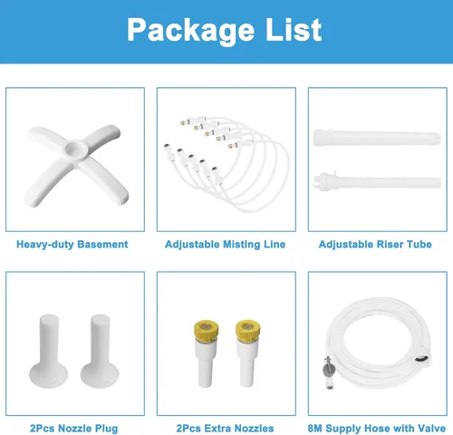 Vista 7 de Misters para patio exterior, sistema de enfriamiento de nebulización de pie, kit de manguera de niebla de agua portátil para exteriores, altura