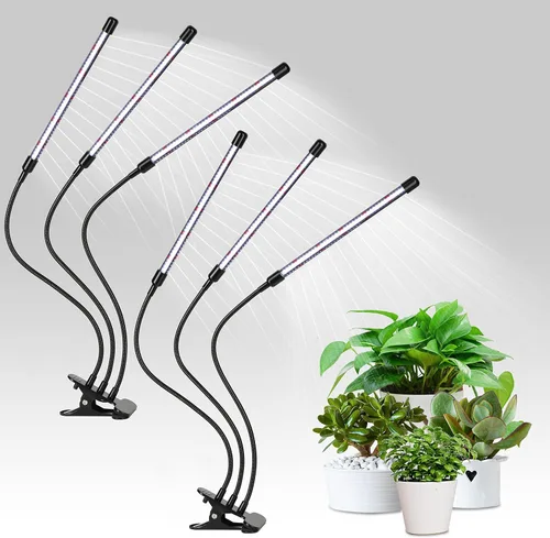 Vista 13 de iPower 21 Luz LED de Crecimiento con Espectro Completo para Plantas de Interior, Cuello de Cisne Ajustable, 3 Modos de Luz y 10 Niveles Regulables