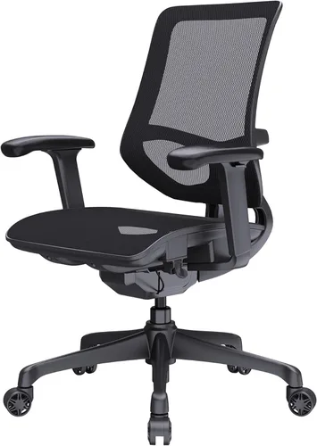 Vista 7 de WorkPro Silla de oficina ergonómica de malla y malla con respaldo medio, negro/negro, compatible con BIFMA