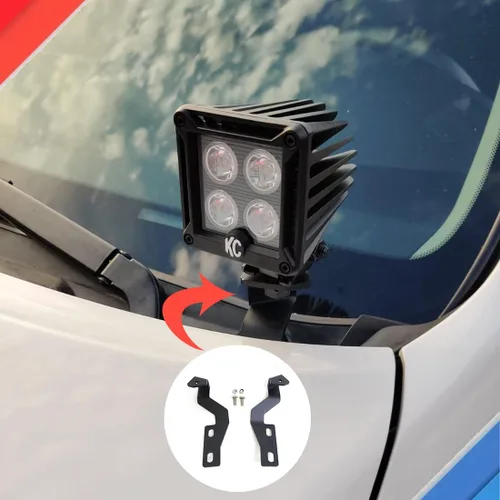 Vista 2 de Soportes de montaje de luz de zanja de capó LED para Toyota Tundra 2014+ Soportes de luz de zanja resistentes sin taladro, montaje de capó