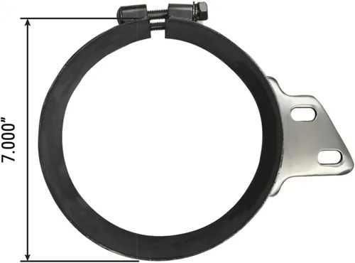 Vista 3 de Soporte de escape de 7 "acero inoxidable pulido con junta de doble tope en ángulo