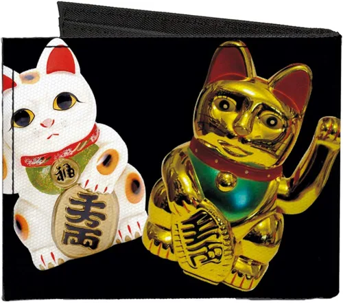 Vista 2 de Maneki Neko Lucky Cats - Cartera de lona, diseño de gatos