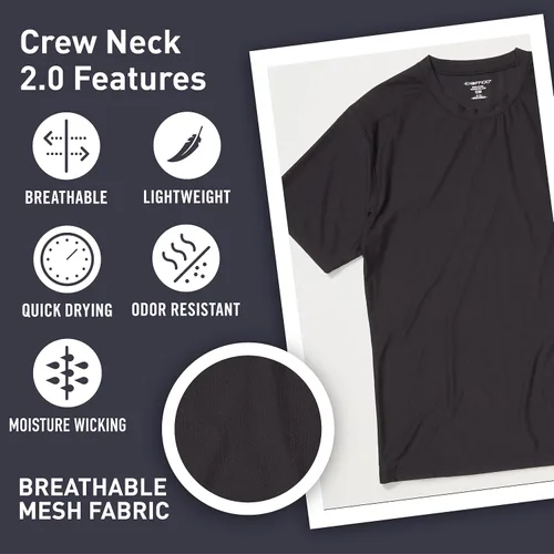 Vista 3 de ExOfficio Camiseta interior de viaje Give-N-Go 2.0 con cuello redondo para hombre, transpirable, duradera y fácil de cuidar