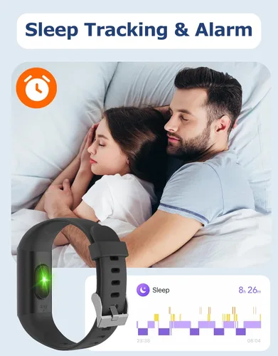 Vista 3 de Cloudpoem Rastreador de actividad física, relojes de fitness para hombres y mujeres con monitor de frecuencia cardíaca 24/7, rastreador de sueño