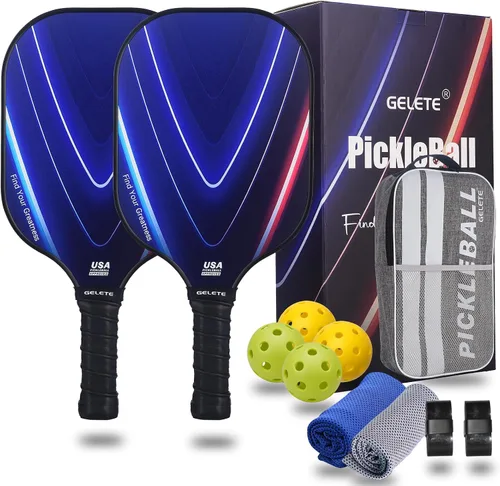 Vista 2 de Juego de 2 paletas, 4 bolas de pickleball 2024, toallas de enfriamiento, banda para el sudor y mochila de pickleball, kit de jugador principiante
