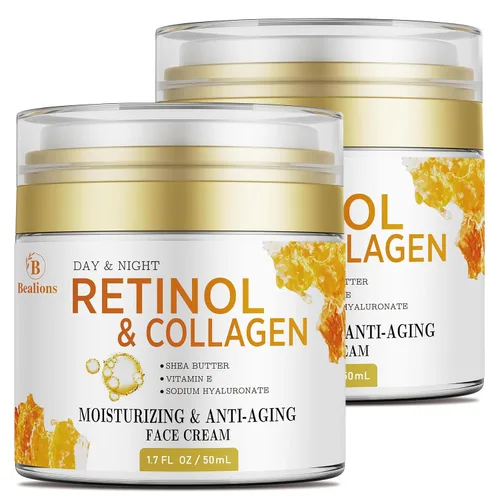 Vista 8 de Crema de Retinol para Rostro Anti Envejecimiento: Crema Antiarrugas para Cara y Cuello con Colágeno y Ácido Hialurónico - Hidratante Nocturno