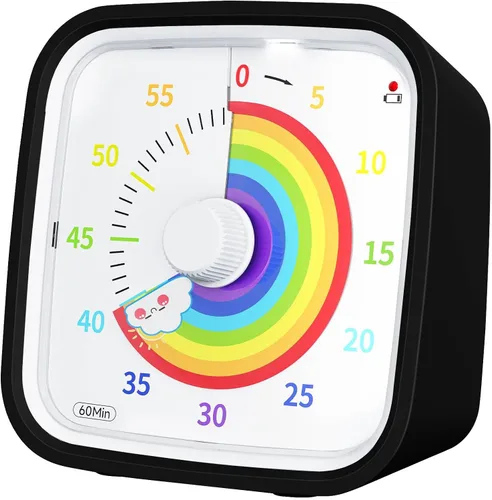 Vista 14 de Yunbaoit Temporizador Visual Negro Mejorado con Estuche Protector, Temporizador Silencioso de Cuenta Regresiva de 60 Minutos para Niños y Adultos