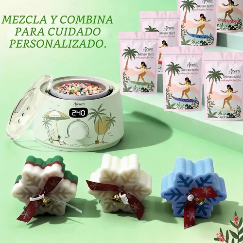 Vista 3 de Ajoura Kit de calentador de cera digital, sistema de depilación de calor Verde