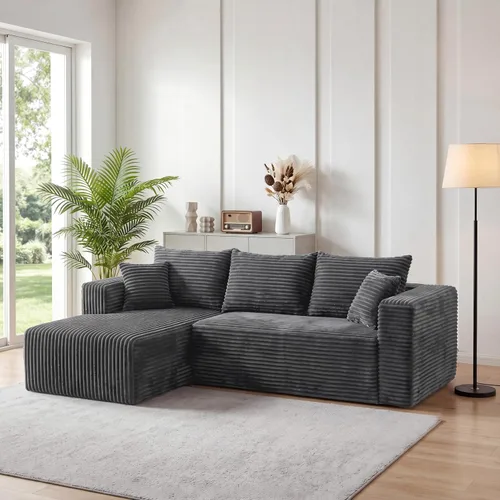 Vista 20 de Sofá modular deshuesado de 118 pulgadas con diván y otomano de pana de gran tamaño en forma de U, sofá de nube para asiento profundo para sala