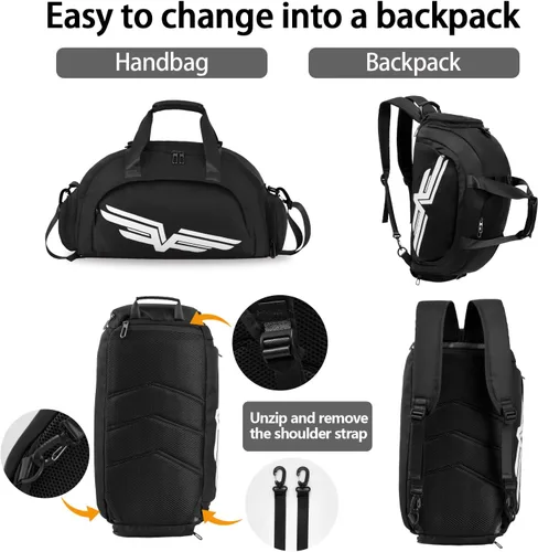 Vista 5 de FIORETTO 30L Sports Gym Duffle Bag with Wet Pocket & Shoe Compartment, Water Repellent Weekender Hospital Overnight Bag for Women, Sports Holdall
