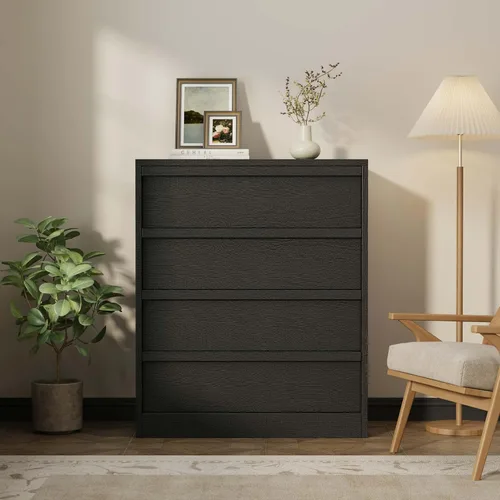 Vista 3 de Garvee Cómoda 4 para dormitorio, cómoda de 39.3 pulgadas de alto, cajón vertical independiente con almacenamiento, almacenamiento de madera