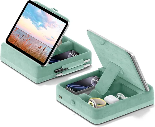 Vista 11 de KDD - Soporte de almohada para tableta con almacenamiento, soporte plegable para iPad para regazo, escritorio y cama, base de almohadilla suave