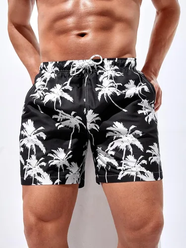 Vista 3 de Floerns Traje de baño bohemio para hombre con estampado gráfico y cordón en la cintura