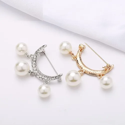 Vista 3 de Broche de lazo de perlas para mujer, 8 piezas, accesorios de ropa, suéter antirreflejo, broche de perlas para niñas y mujeres, Zinc, Pirita de hierro