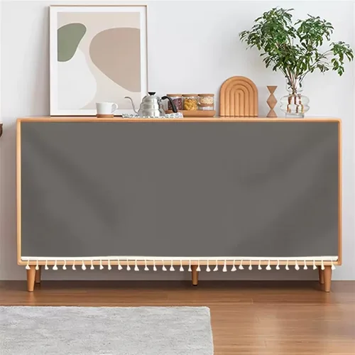 Vista 7 de SK Studio Cortinas cortas para cocina, cortina de privacidad para armario, a prueba de polvo, cortinas para debajo del fregadero, para cocina, Beige