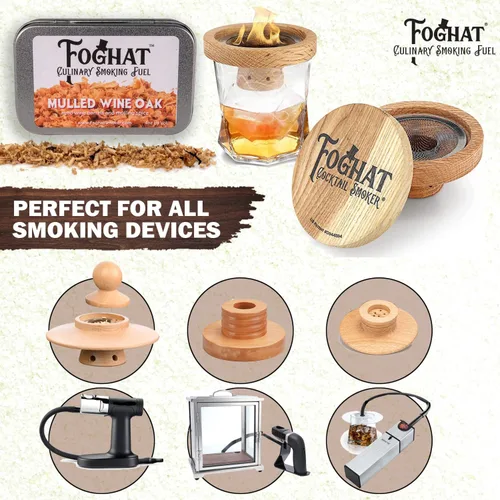 Vista 5 de Foghat Cocktail Smoker Virutas de madera – Virutas de roble de vino caliente de 4 onzas para ahumador, whisky y bebida, chips de madera natural