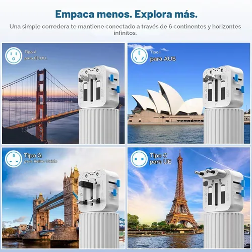 Vista 4 de Aura Mini - Enchufe global, 2 unidades, tamaño bolsillo