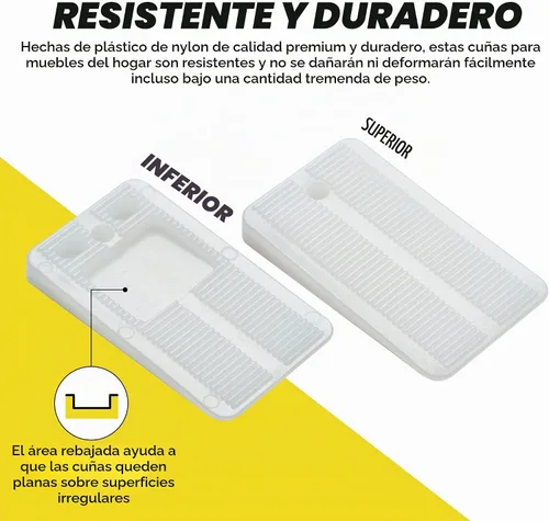 Vista 2 de Qualihome Cuñas de plástico de nailon para nivelar – Cuñas de plástico transparente para muebles del hogar, inodoro, cama, cuñas de mesa