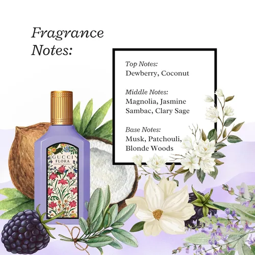 Vista 5 de Gucci Flora Gorgeous Magnolia Perfume para mujer EDP Mini Splash 0.16 onzas líquidas Designer perfume mini, luxury fragrance, pocket