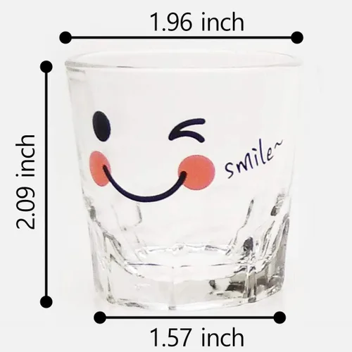 Vista 3 de LENITH ] Juego de vasos de chupito coreanos Soju, 1.7 onzas, vidrio transparente con carácter, vidrio en forma de corazón para whisky, tequila