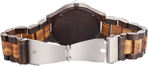 Vista 3 de Reloj de madera Fodiyaer con grabado para hombre, regalo ideal para tu novio, tu marido, para un aniversario, Navidad, cumpleaños, día del Padre