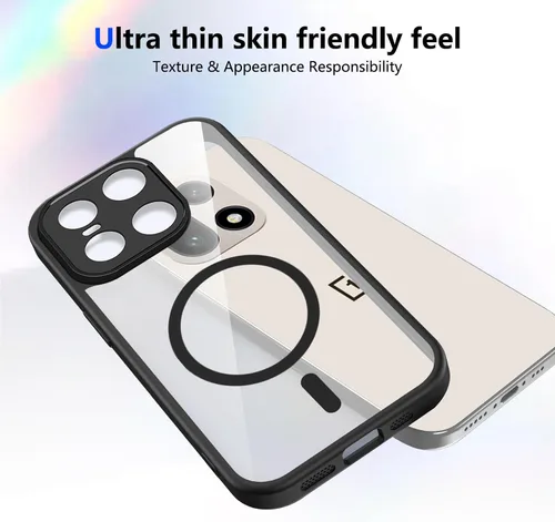 Vista 654 de Funda magnética transparente compatible con Xiaomi 17T, color negro 2 en 1 PC + TPU cubierta de teléfono a prueba de golpes, carcasa protectora