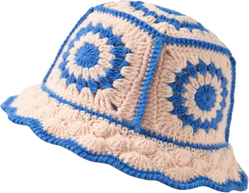 Vista 8 de Sombrero de pescador de ganchillo para mujer, tejido hecho a mano, plegable, flexible, a la moda, lindo, cómodo e informal B-Negro
