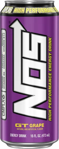 Vista 3 de NOS GT Grape: Bebida energética de alto rendimiento. 16 onzas líquidas (Paquete de 15) Paquete de 15