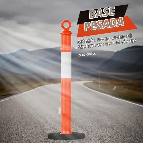 Vista 4 de RoadHero - Poste de delineador naranja de 45 pulgadas con base, paquete de 3