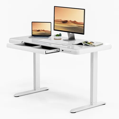 Vista 15 de SANODESK Escritorio eléctrico de una pieza ajustable en altura con cajón Blanco