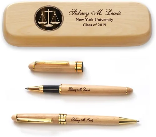 Vista 9 de Juego de bolígrafos de graduación de madera de arce macizo personalizado para médico MP-Médico-GD