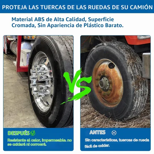 Vista 2 de Grandroad auto 20 Pack de cubiertas de tuerca, 33mm por 3-1/2" Rosca en tapa de tuerca cilíndrica de tapa plana ABS cromado plástico antióxido