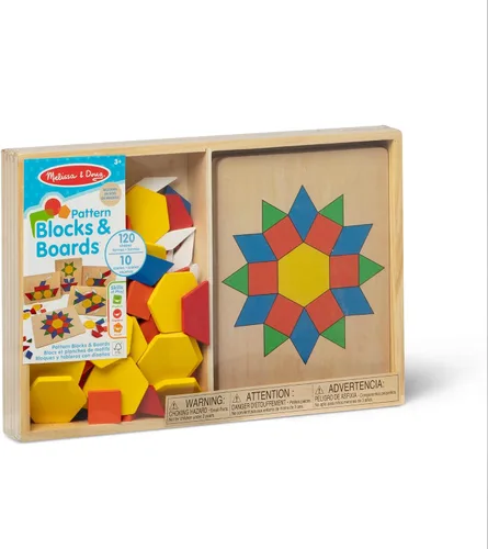 Vista 9 de Melissa & Doug, Juego clásico de bloques de patrones y pizarras, Estándar, Multi