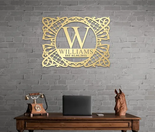 Vista 2 de Letrero de metal con nombre personalizado, arte de pared y decoración personalizada, regalo de apellido personalizado, letrero de árbol genealógico