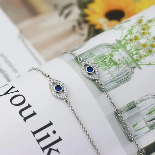 Vista 3 de Evil Eye Bracelet for Women, Silver Stainless Steel Bracelet as Protection Amulet for Girls, Good Luck Bracelet as Birthday Gifts for Daughter