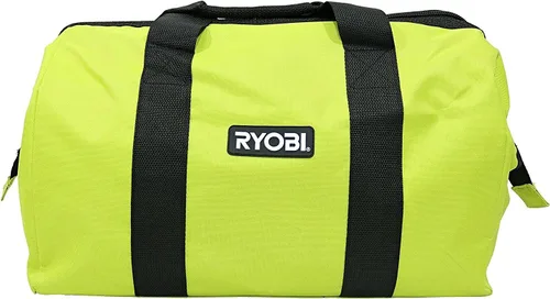 Vista 2 de Bolsa de contratista plegable de boca ancha verde genuina OEM con cremallera única completa hasta la parte superior y costuras en X cruzadas Bolsa